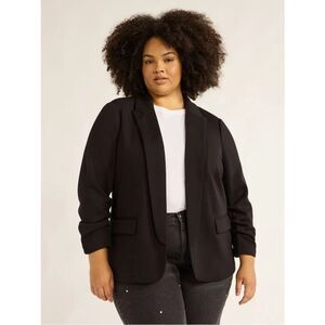 ✨Scoop Ultimate ScubaKnit Relaxed Black Sz Large Blazer with Scrunch Sleeves✨